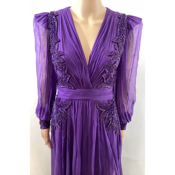 ZUHAIR MURAD BEADED V-NECK GOWN - Picture 2 of 11